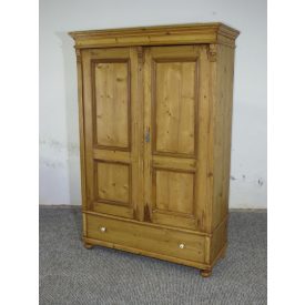  #2690 Antique pine wardrobe with bottom drawer - finished with wax