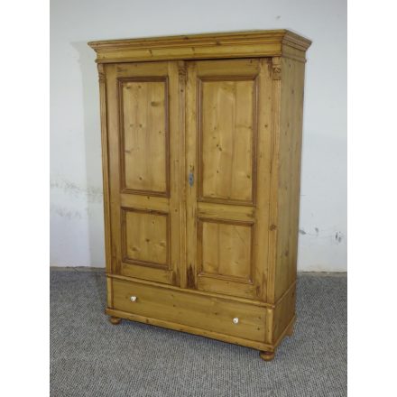 #2690 Antique pine wardrobe with bottom drawer - finished with wax