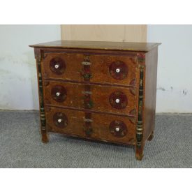   #2693 Antique chest of drawers decorated with faux wood grain painting, dated 1912