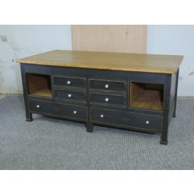   #2694 Antique pine counter with black base and natural waxed top
