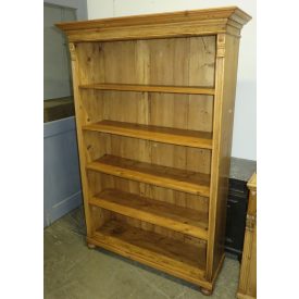 Waxed Pine Bookcase with Open Shelves
