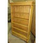 Waxed Pine Bookcase with Two Bottom Drawers