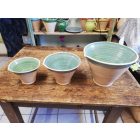 Set of 3 Ceramic Pots – Assorted Colours, Sizes: H20×W25 cm / H15×W18 cm / H13×W14 cm