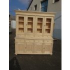 Shop Cabinet with four double doors and eight drawers, bare wood