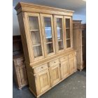 Shop Cabinet with four double doors and eight drawers, bare wood