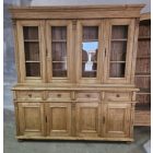 Shop Cabinet with four double doors and eight drawers, bare wood