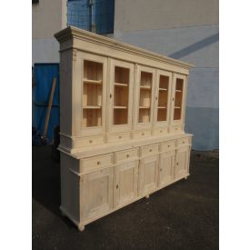 Shop Cabinet with ten doors and ten drawers, bare wood