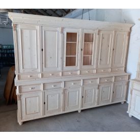   Shop Cabinet with six double doors and twelve drawers, bare wood