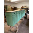 Shop Cabinet with six double doors and twelve drawers, green